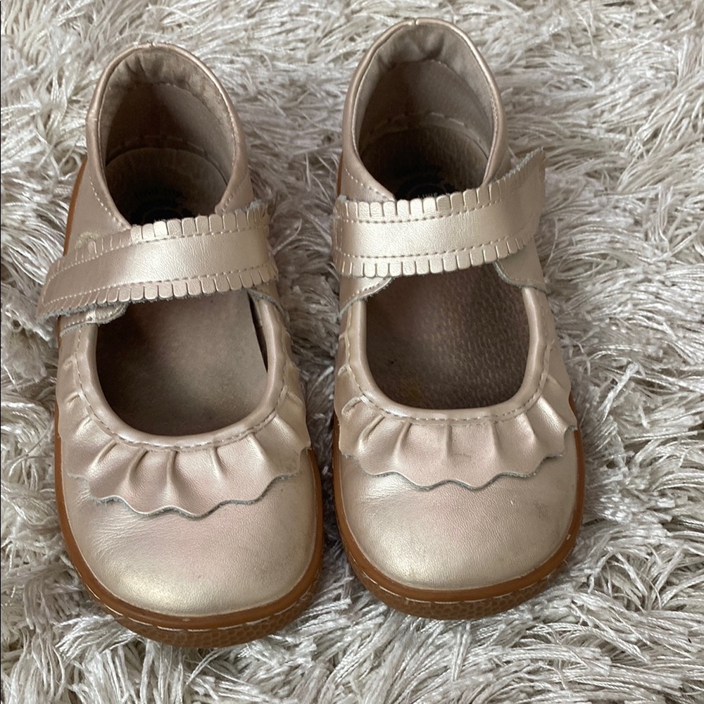 Livie & Luca Gold Dress Shoes with Fringe Detail
